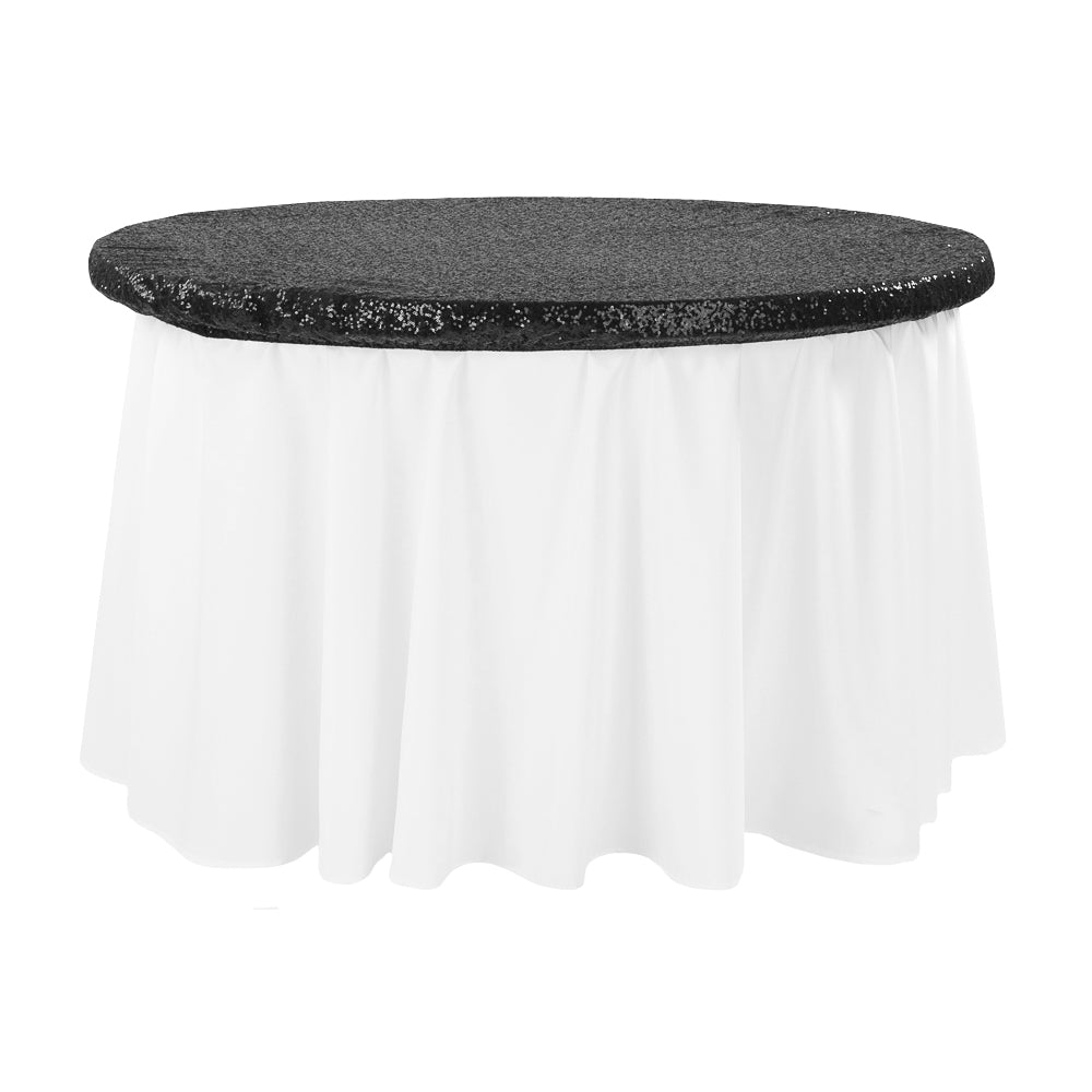 Glitz Sequin Table Topper/Cap 48" Round - Black - CV Linens