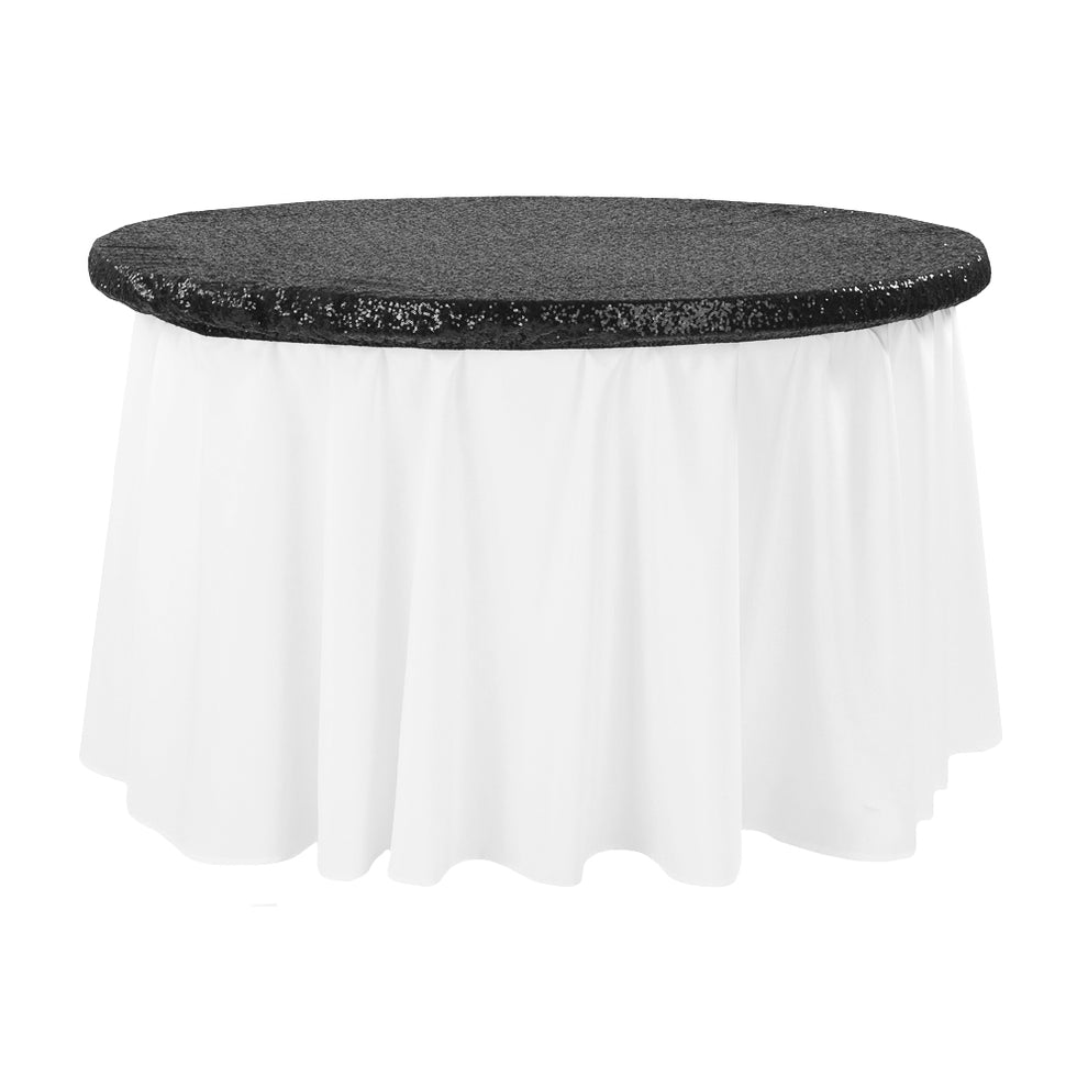 Glitz Sequin Table Topper/Cap 48" Round Black CV Linens