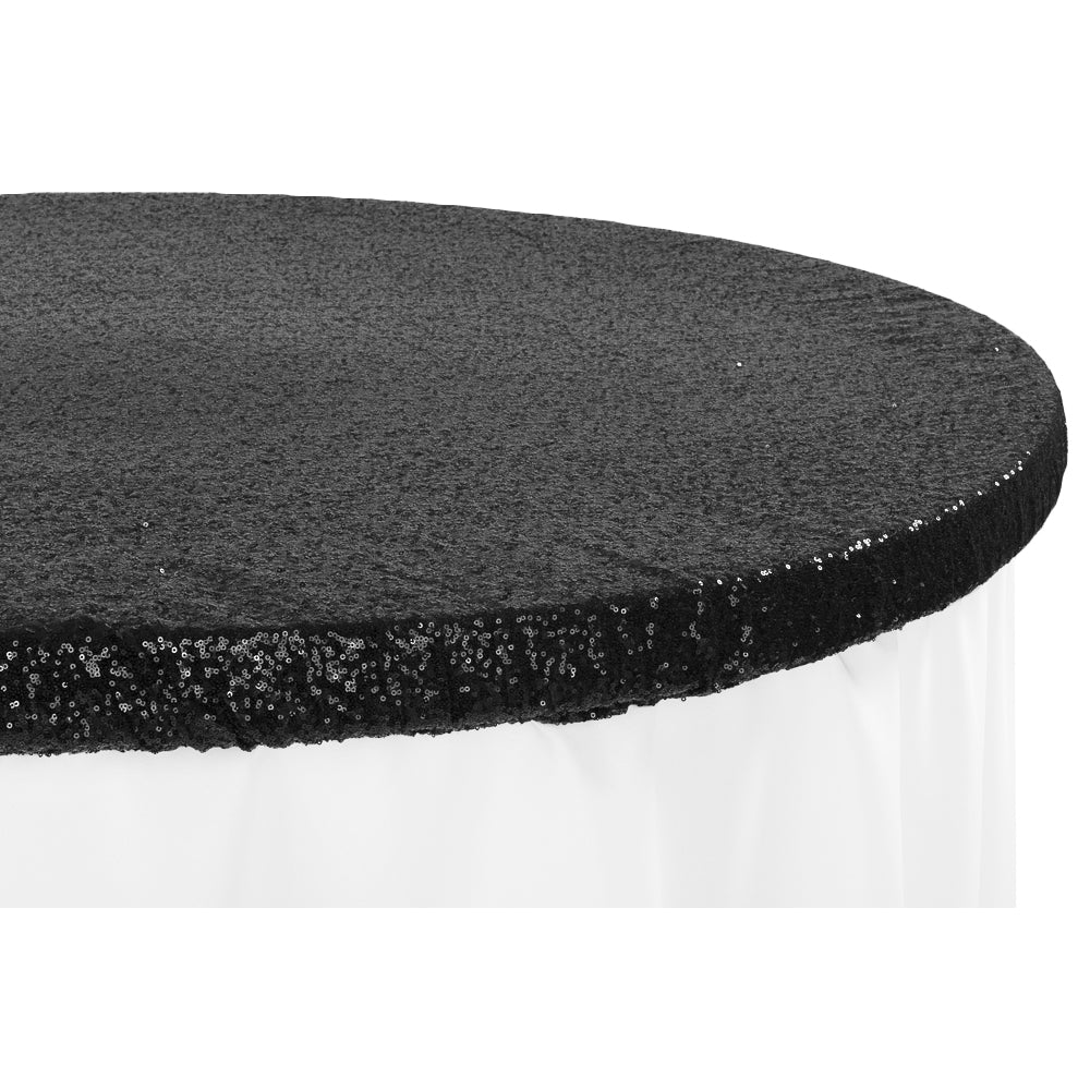 Glitz Sequin Table Topper/Cap 48" Round Black CV Linens