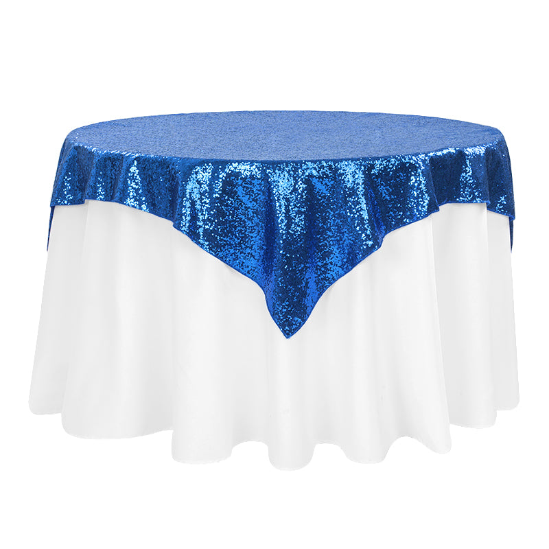 Glitz Sequin Tablecloth Overlay Topper 54"x54" Square - Royal Blue - CV Linens