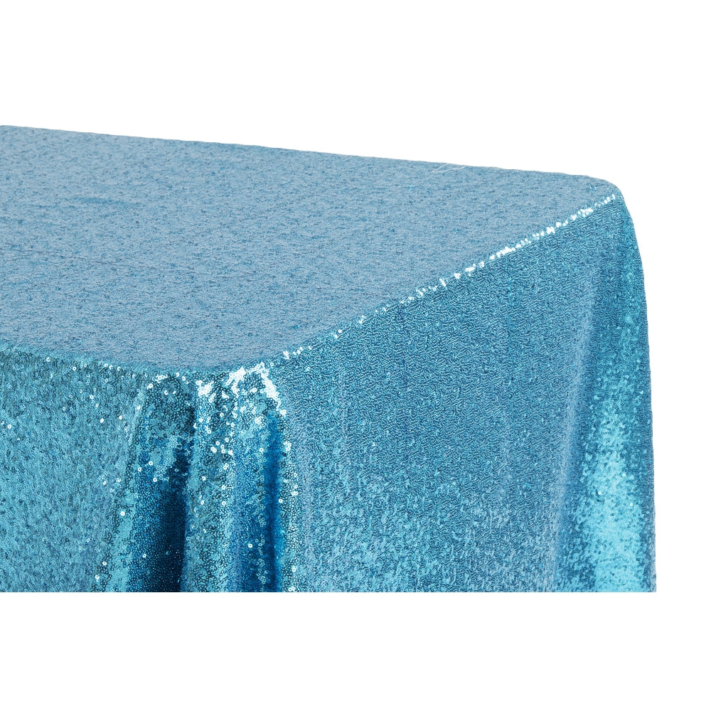 Glitz Sequin 90"x156" Rectangular Tablecloth - Aqua Blue - CV Linens