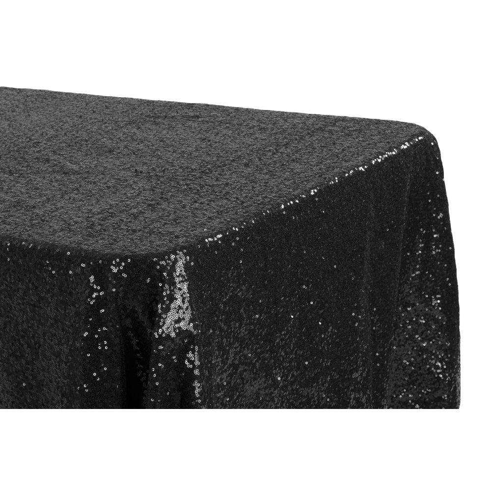 Glitz Sequin 90"x156" Rectangular Tablecloth - Black - CV Linens
