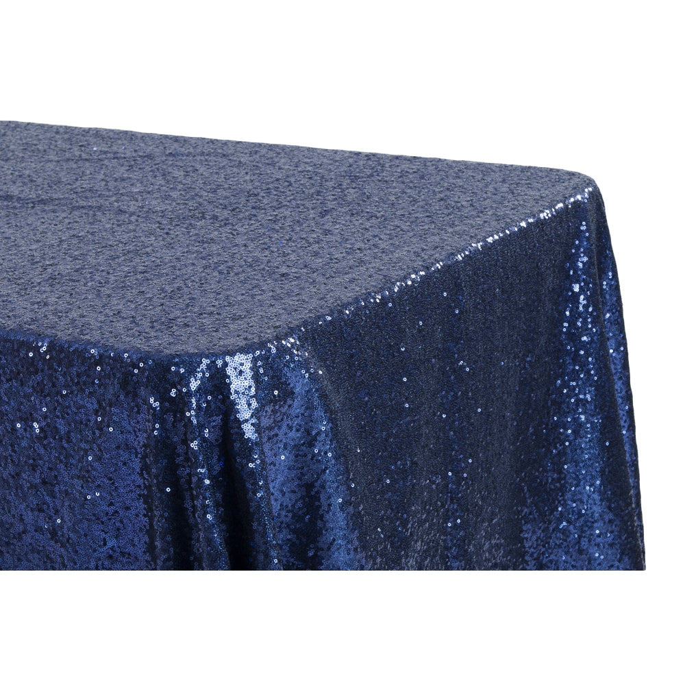 Glitz Sequin 90"x132" Rectangular Tablecloth - Navy Blue - CV Linens