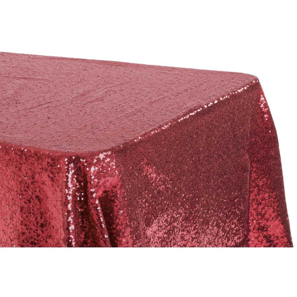 Glitz Sequin 90"x156" Rectangular Tablecloth - Burgundy - CV Linens