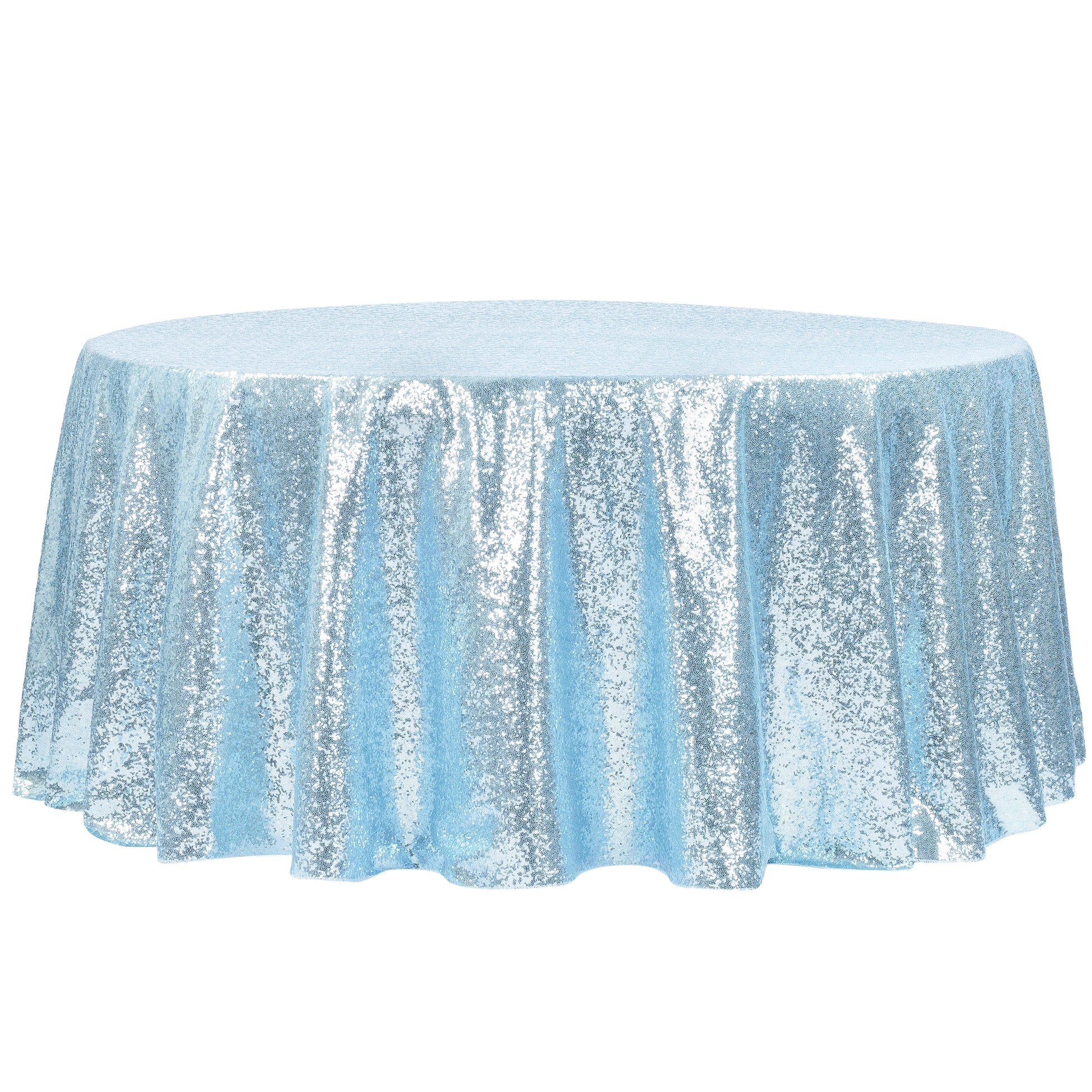 Glitz Sequins 120" Round Tablecloth - Baby Blue - CV Linens