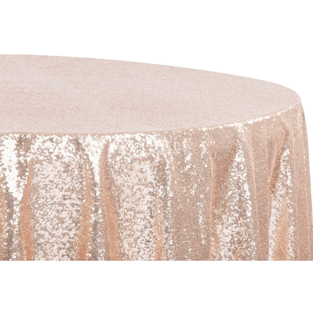 Glitz Sequins 120" Round Tablecloth - Blush/Rose Gold - CV Linens