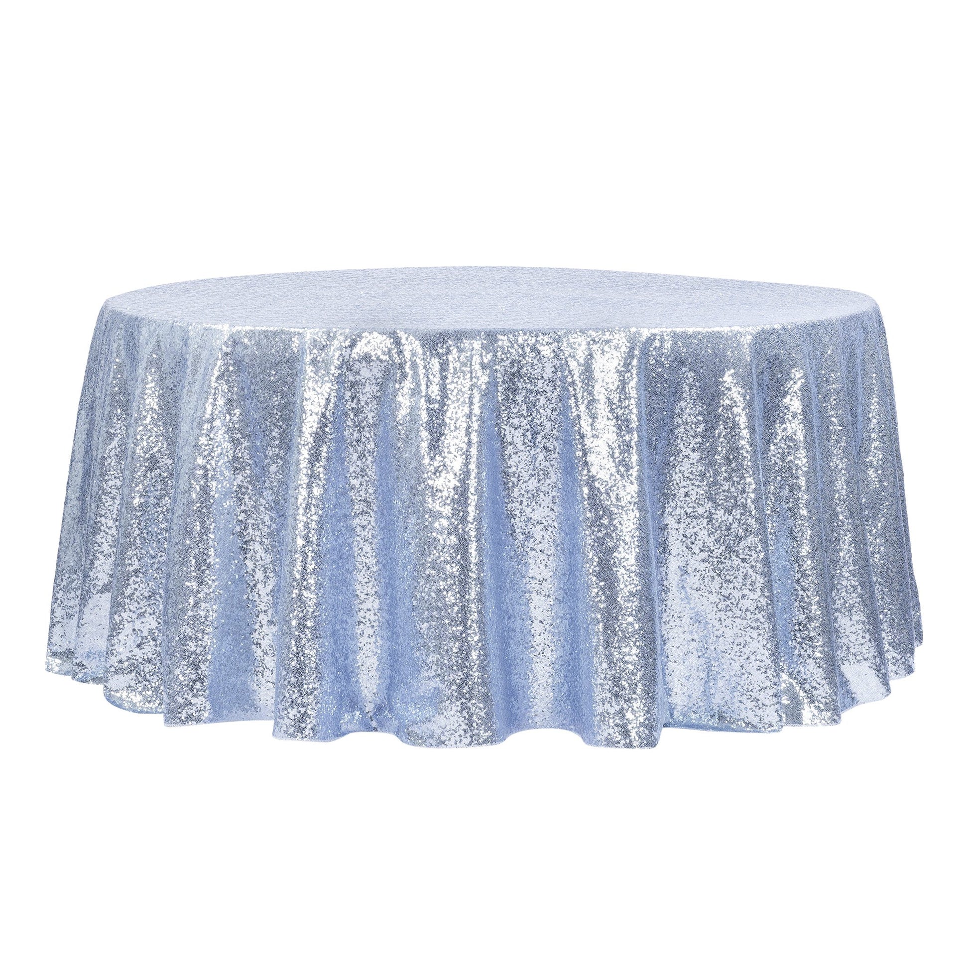 Glitz Sequins 120" Round Tablecloth - Dusty Blue - CV Linens