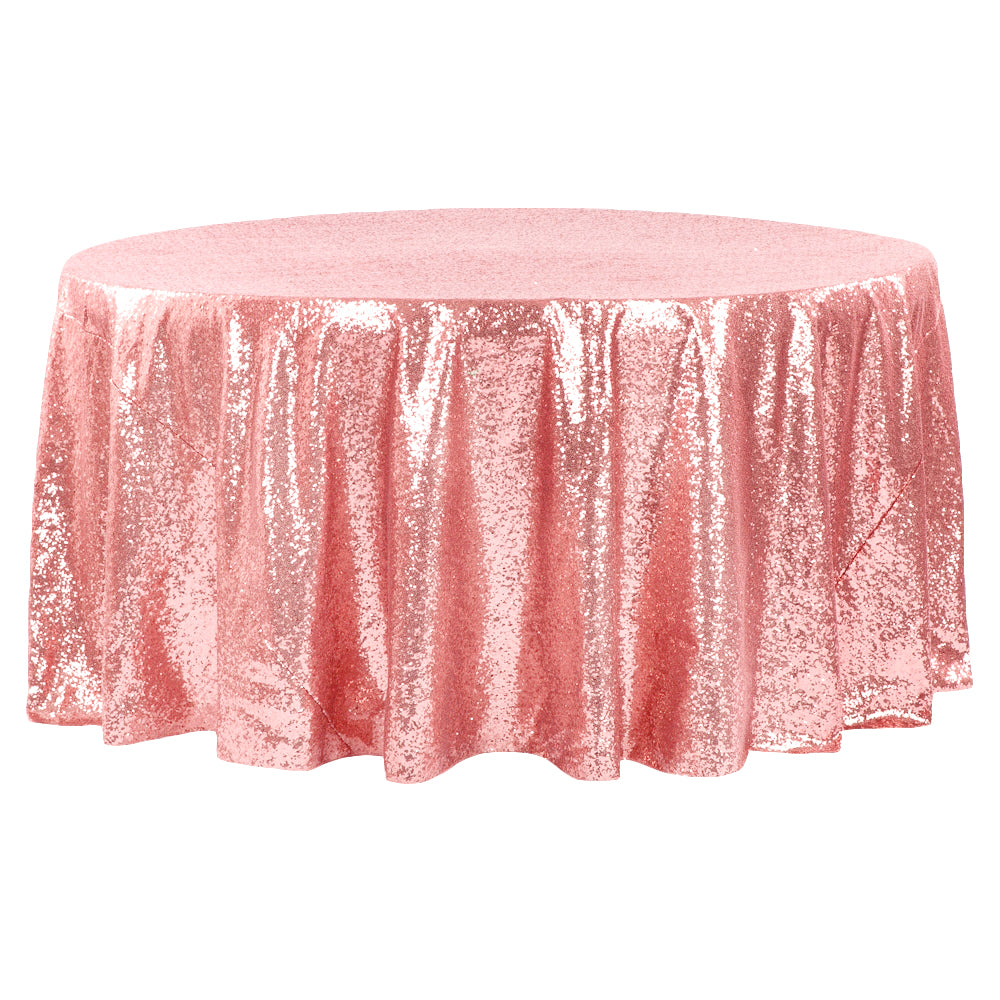 Glitz Sequins 120" Round Tablecloth - Dusty Rose/Mauve - CV Linens