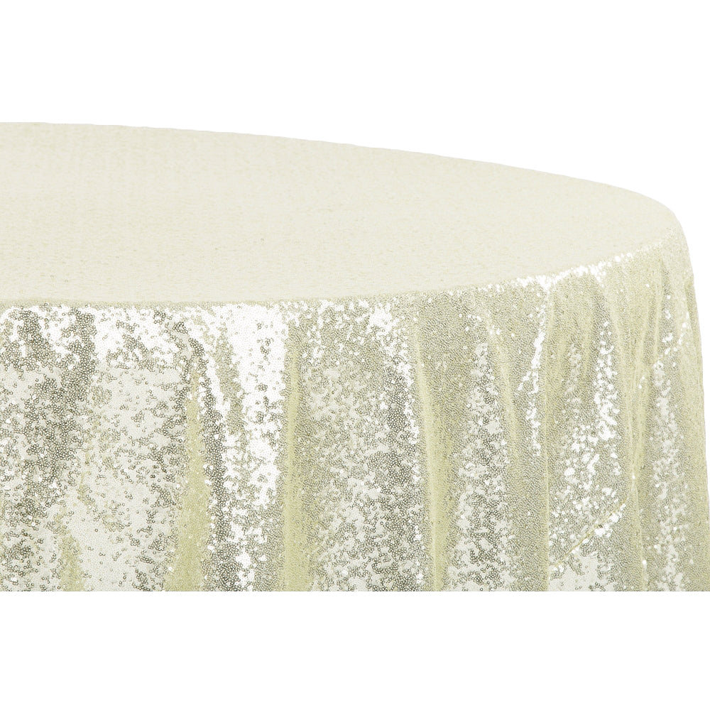 Glitz Sequins 132" Round Tablecloth - Ivory - CV Linens