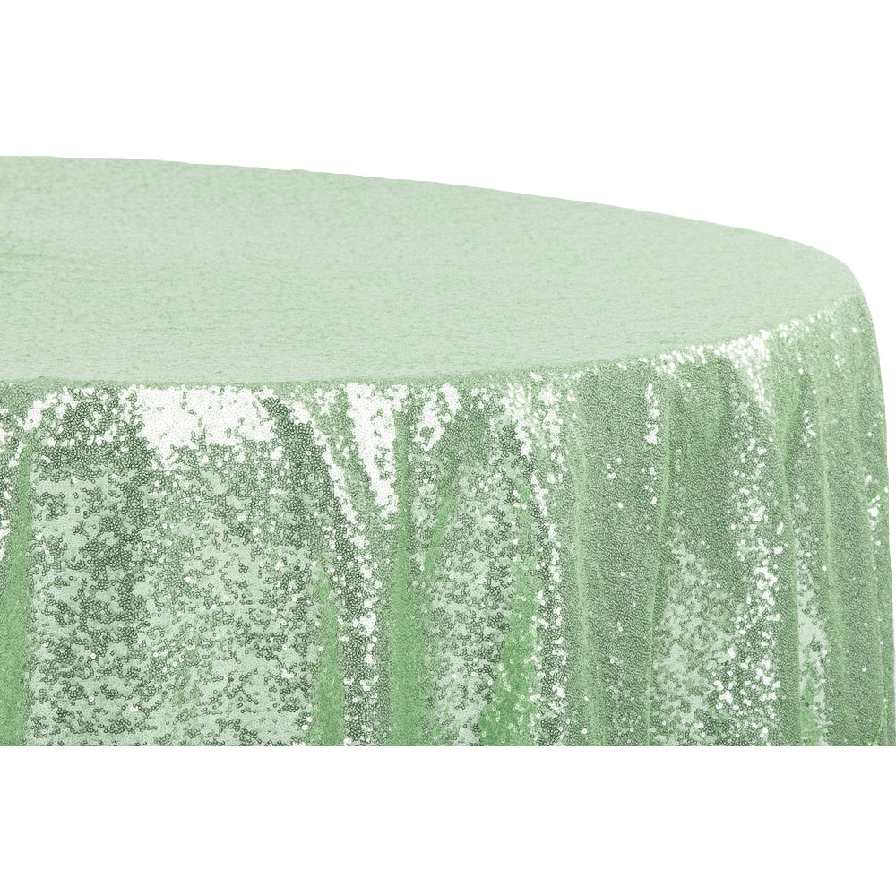 Glitz Sequins 120" Round Tablecloth - Mint Green - CV Linens