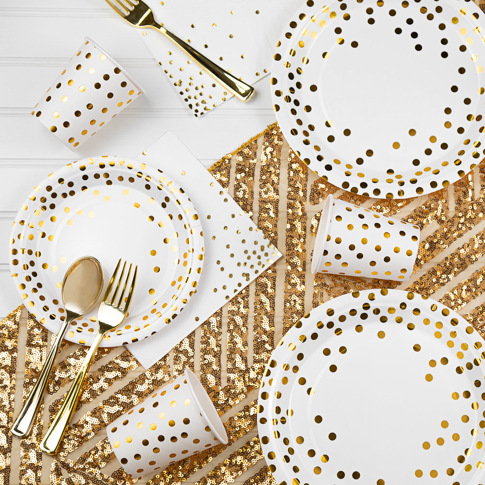 Gold Confetti Tableware Kit for 20 Guests - CV Linens