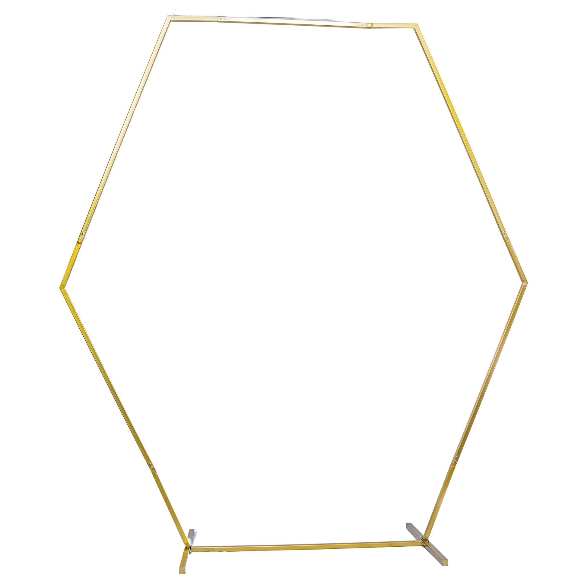 Hexagon Wedding Arch Backdrop Frame Stand 8 ft - Gold - CV Linens