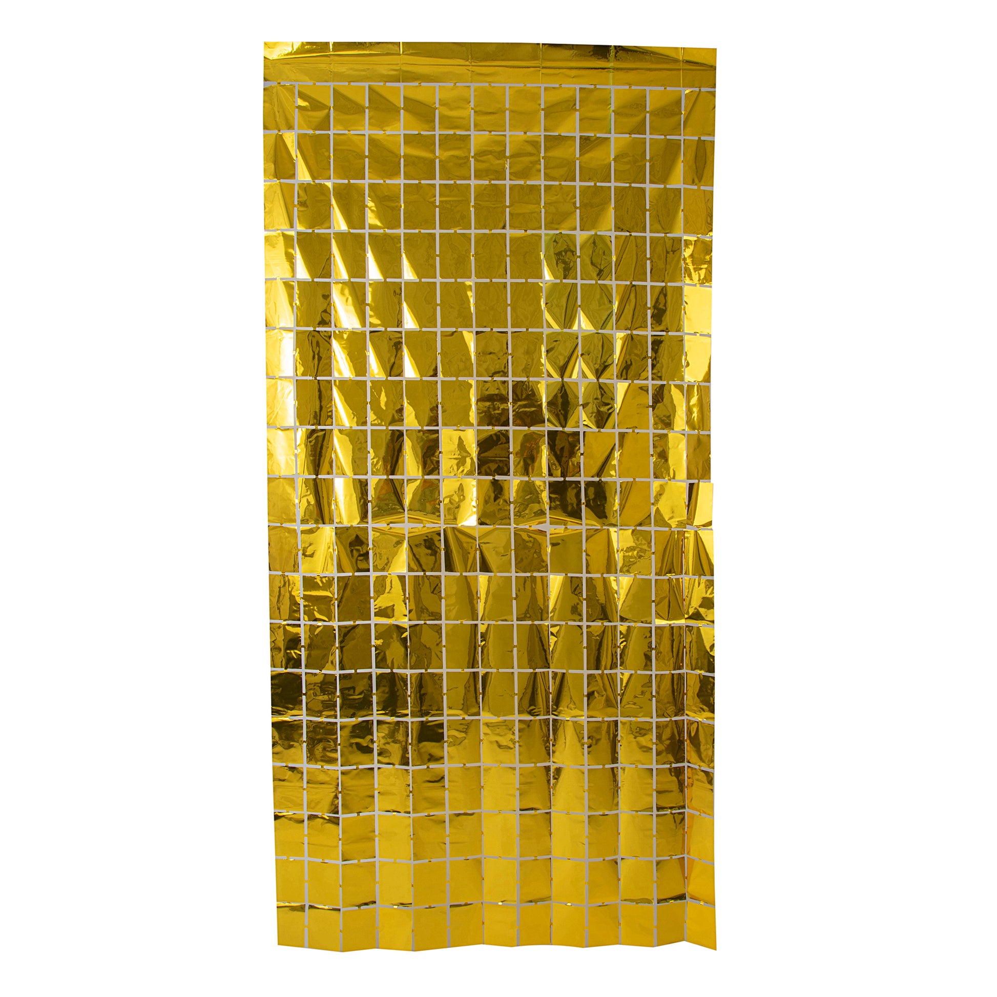 Gold Metallic Square Foil Fringe Backdrop Curtain 6.5 ft