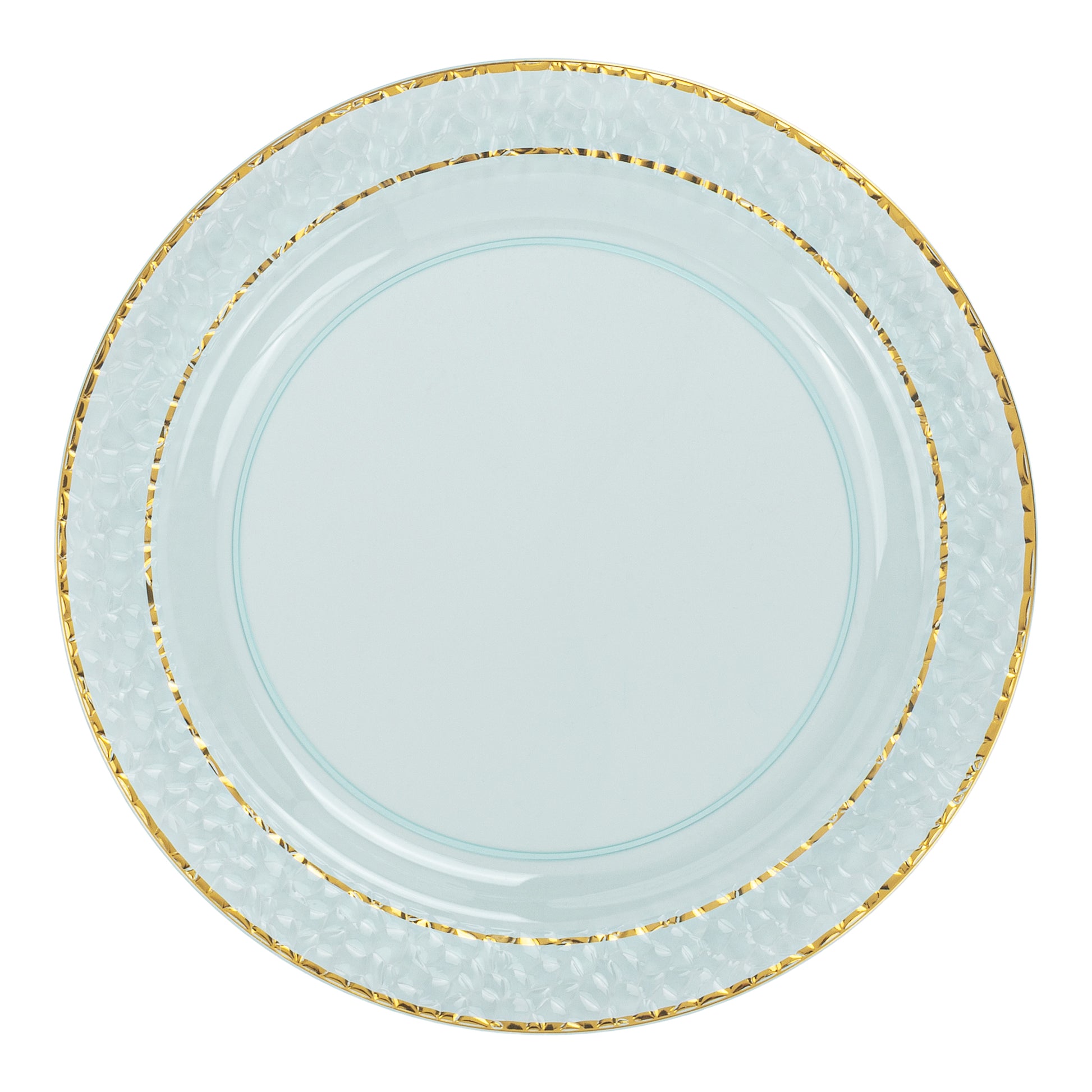 Hammered Disposable Plastic Plates 40 pcs Combo Pack - Blue Gold-Trimmed