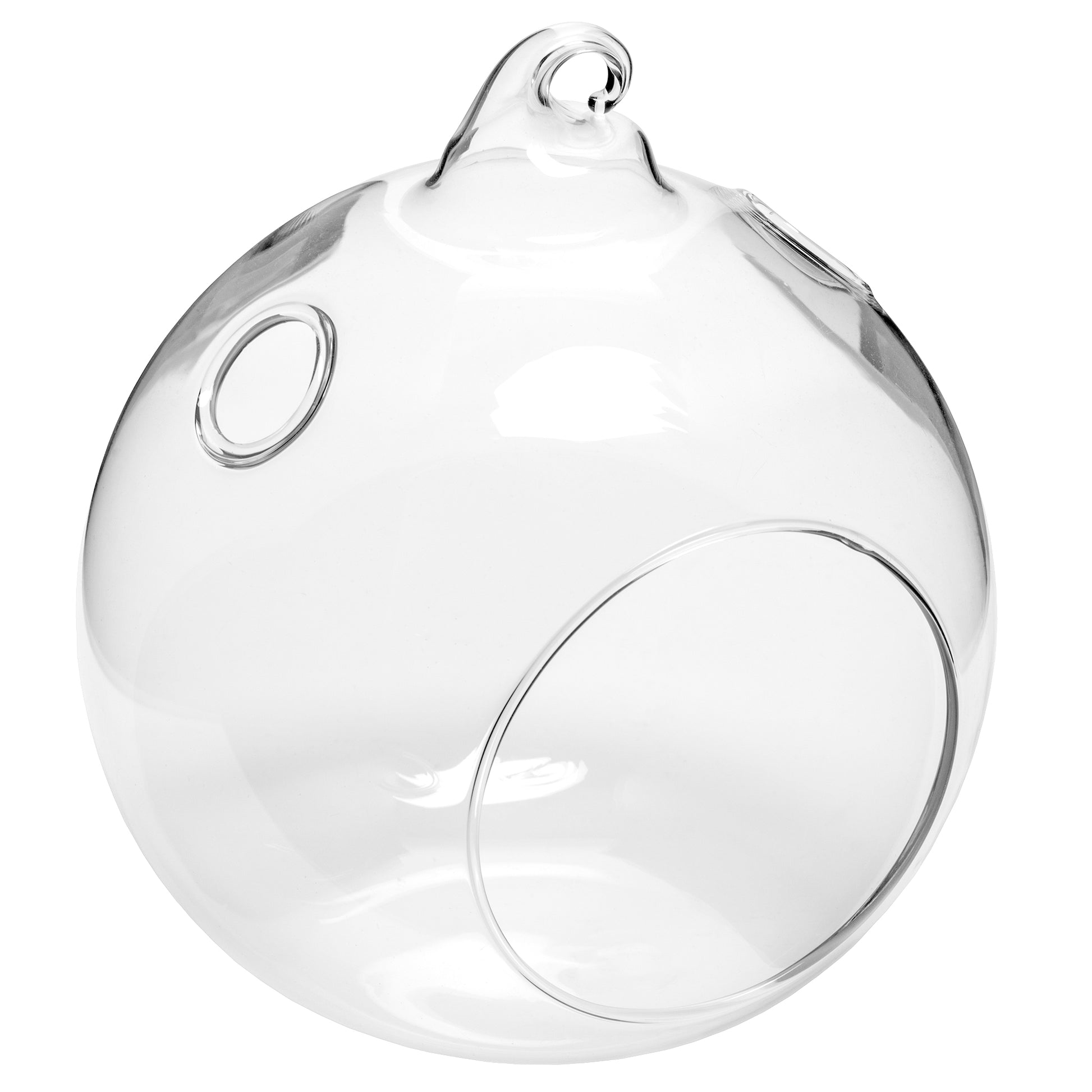 Hanging Glass Vase Globe Tealight Candle Holder 10cm - CV Linens