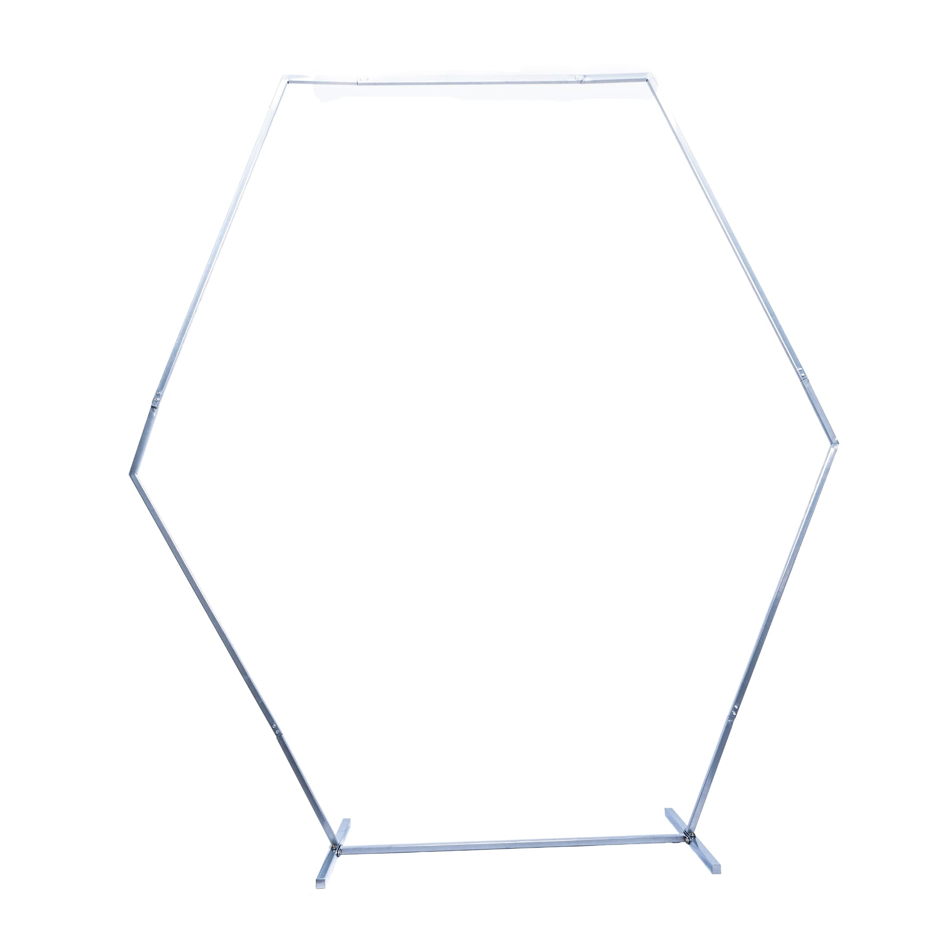 Hexagon Wedding Arch Backdrop Frame Stand 8 ft - Silver - CV Linens