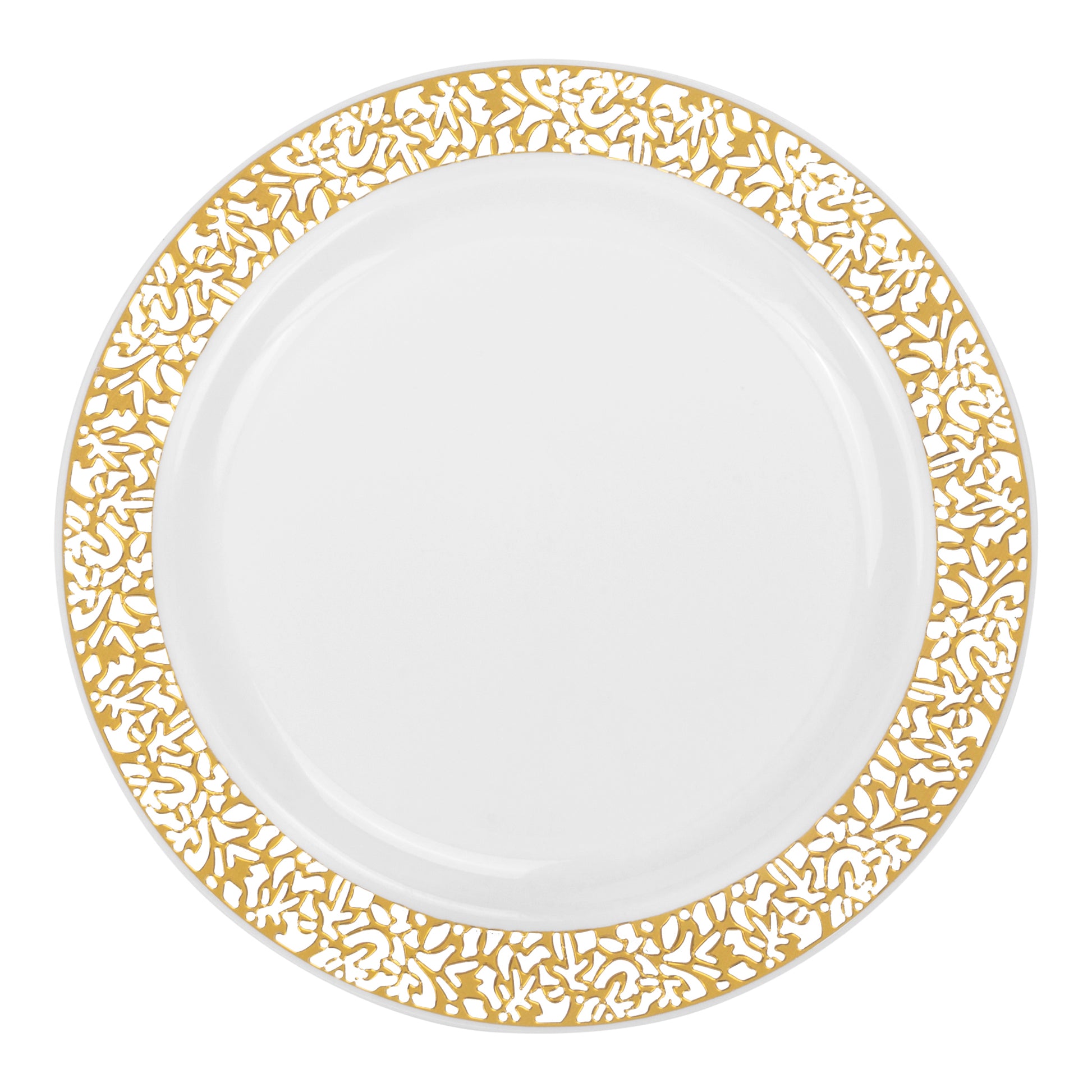 Lace Disposable Plastic Plates 40 pcs Combo Pack - White Gold-Trimmed