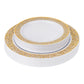 Lace Disposable Plastic Plates 40 pcs Combo Pack - White Gold-Trimmed