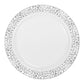 Lace Disposable Plastic Plates 40 pcs Combo Pack - White Silver-Trimmed