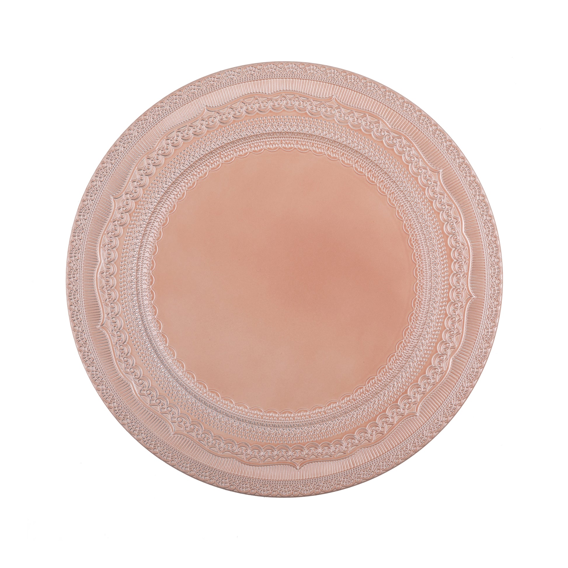 Lace Embossed Acrylic Plastic Charger Plate - Blush