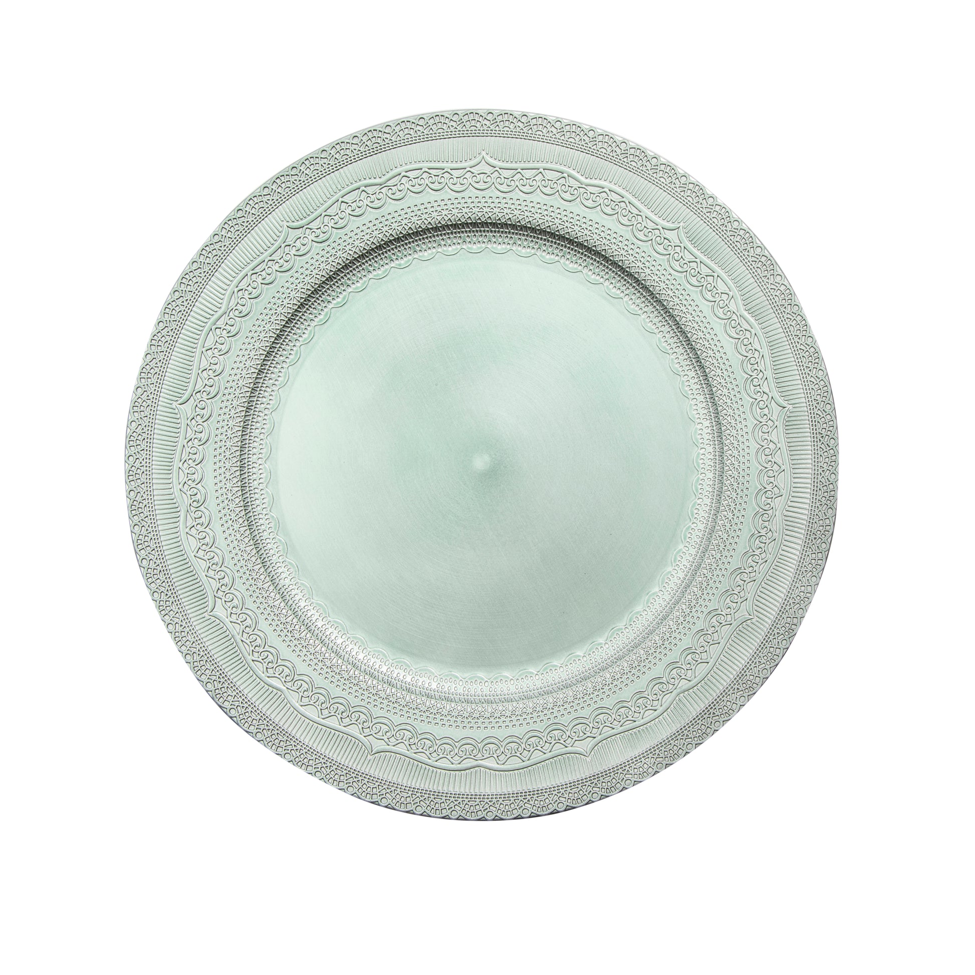 Lace Embossed Acrylic Plastic Charger Plate - Light Turquoise