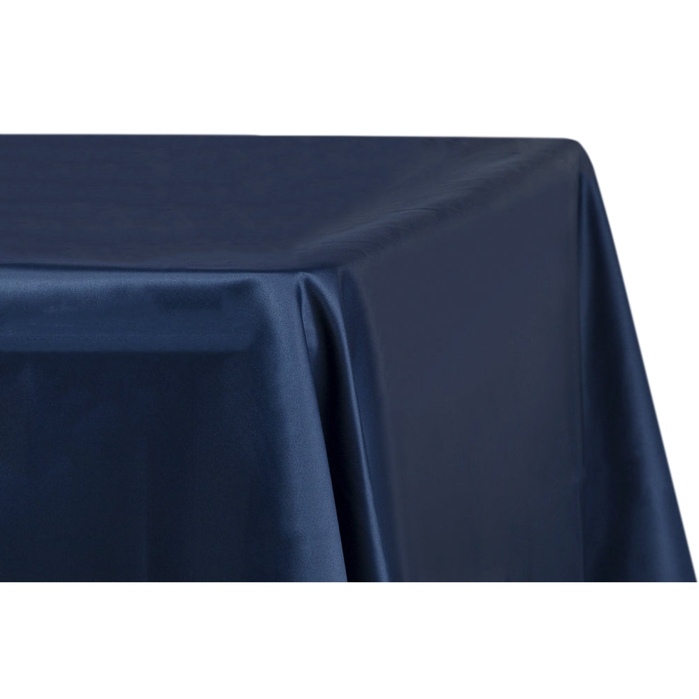 Lamour Satin 90"x156" Rectangular Oblong Tablecloth - Navy Blue - CV Linens