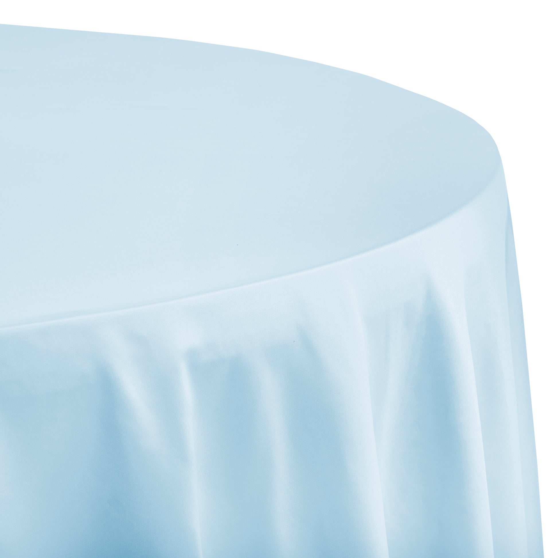 Lamour Satin 132" Round Tablecloth - Baby Blue - CV Linens