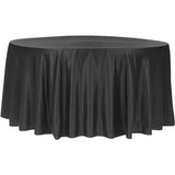 Lamour Satin 120" Round Tablecloth - Black