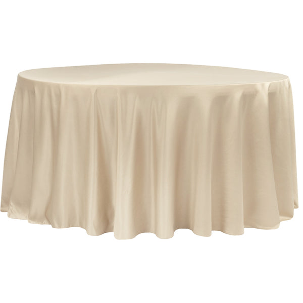 120 Round Lamour Champagne Satin Tablecloth