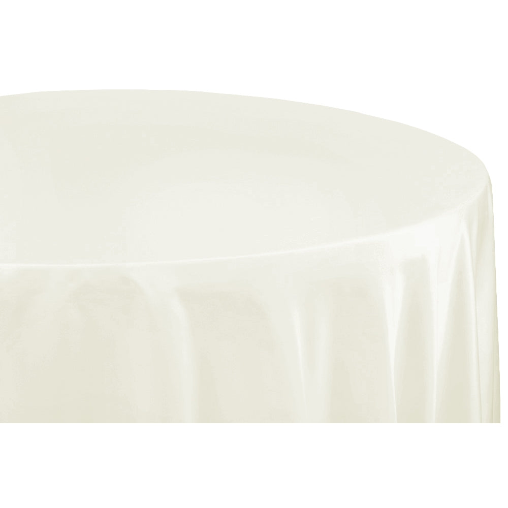 Round 108" Lamour Satin Tablecloth - Ivory - CV Linens