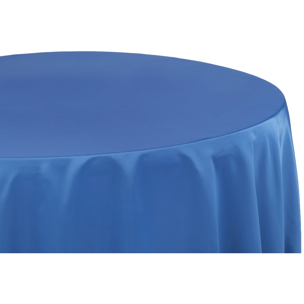 Lamour Satin 132" Round Tablecloth - Royal Blue - CV Linens