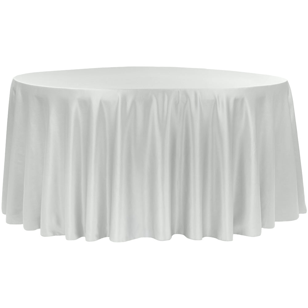 Lamour Satin 120" Round Tablecloth - Gray/Silver - CV Linens