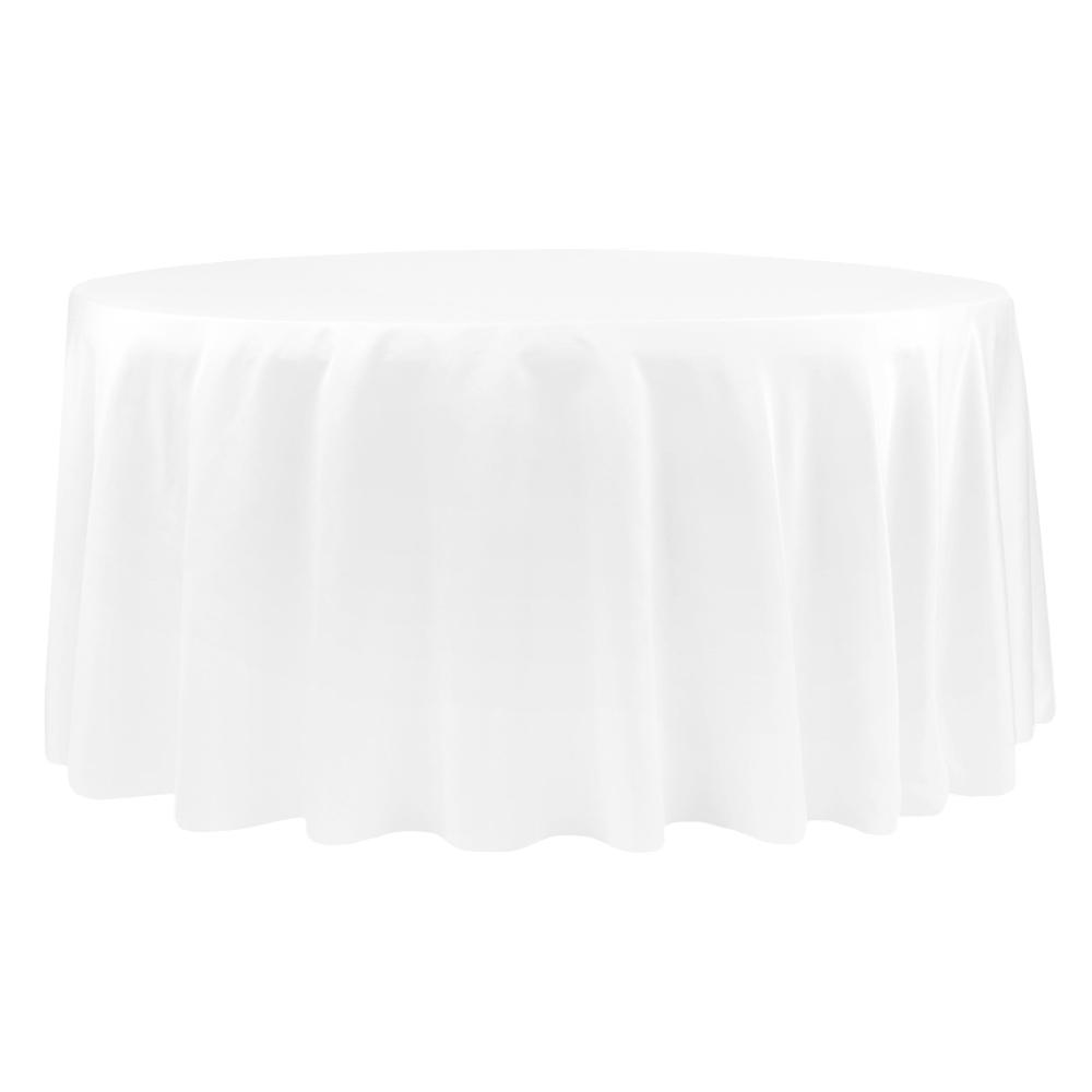 Lamour Satin 132" Round Tablecloth - White - CV Linens