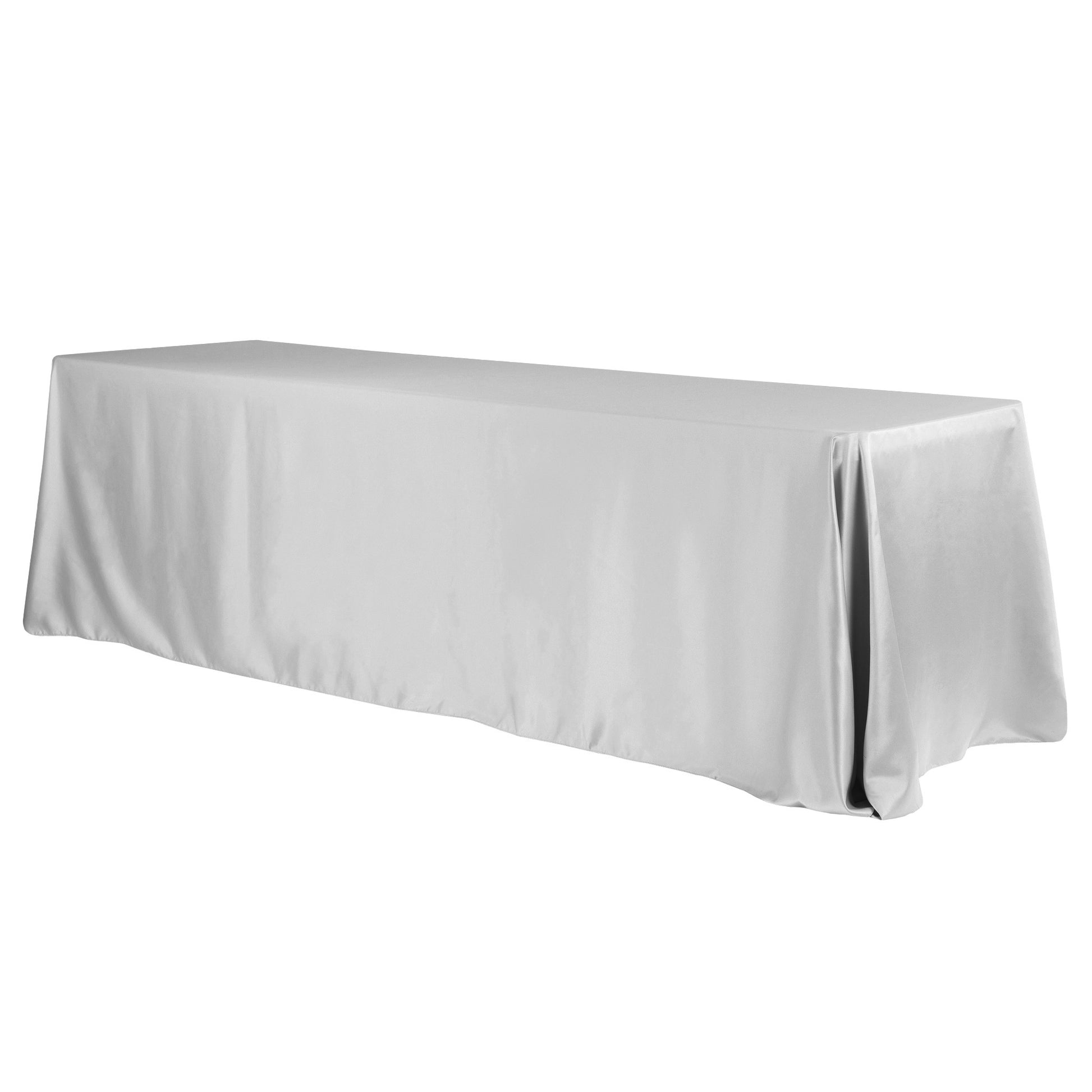 Lamour Satin 90"x132" Rectangular Oblong Tablecloth - Gray/Silver - CV Linens