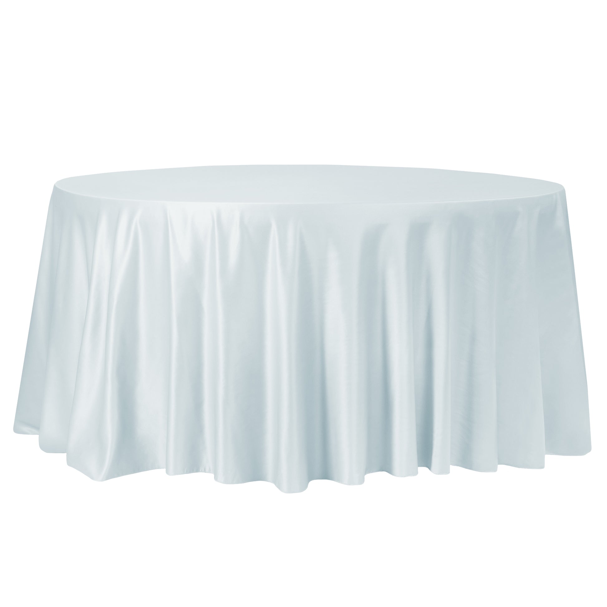 Lamour Satin 132" Round Tablecloth - Dusty Blue - CV Linens
