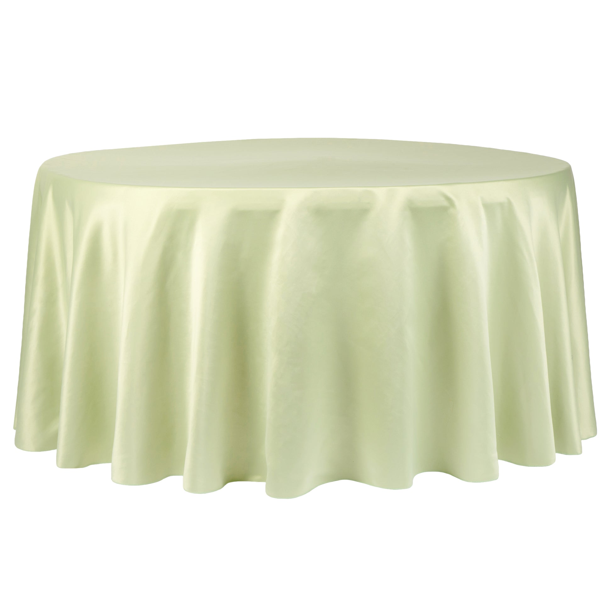 Lamour Satin 132" Round Tablecloth - Sage Green - CV Linens