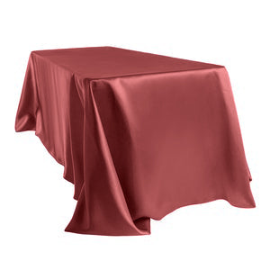 Lamour Satin 90"x132" Rectangular Oblong Tablecloth - Cinnamon Rose
