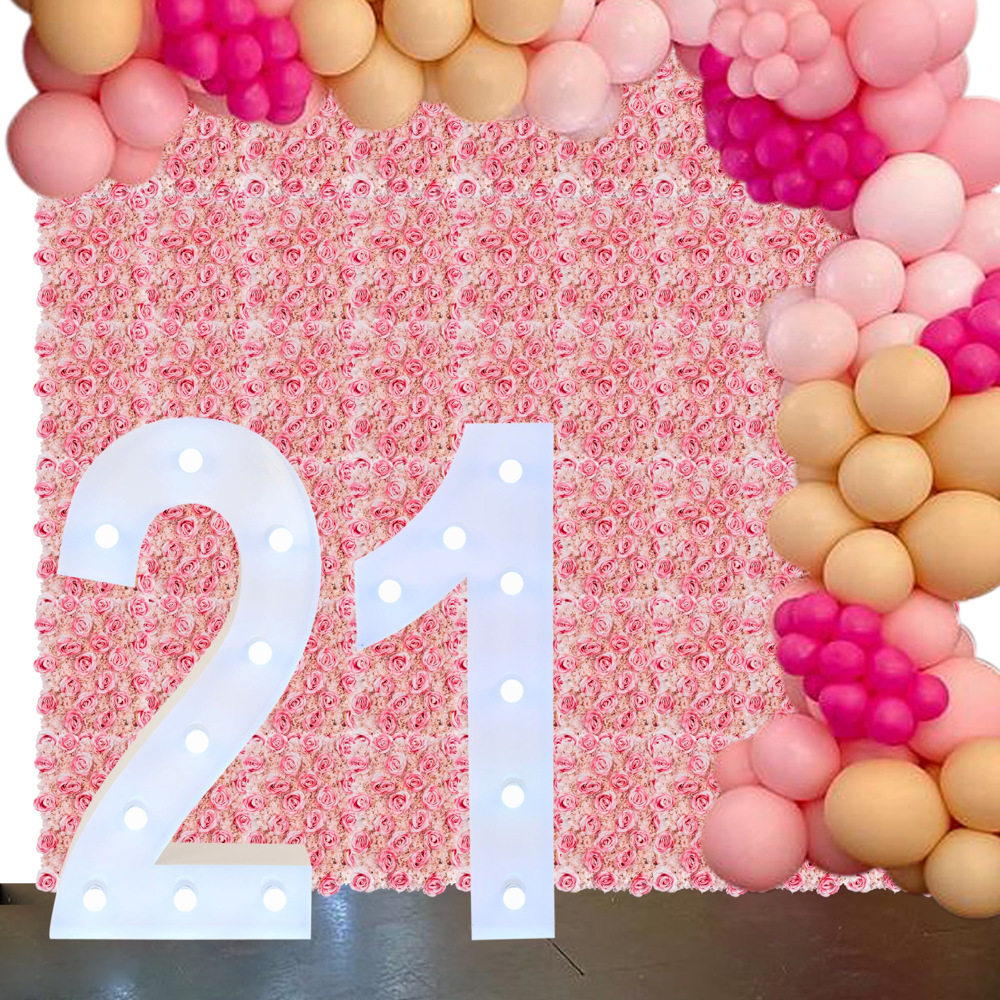 Large 4ft Tall LED Marquee Number - 1 with number 2 for 21st birthday mockup