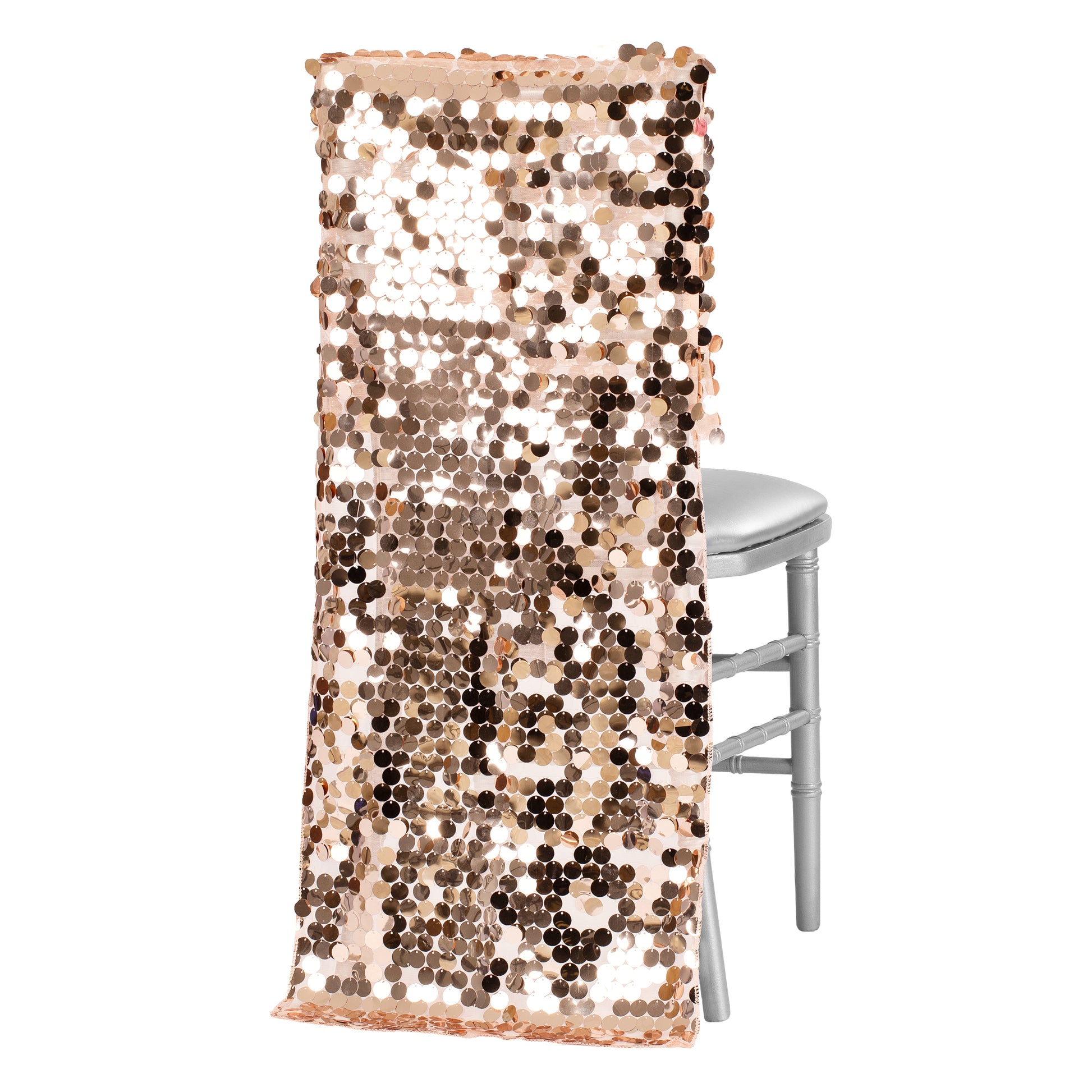 Payette Sequin Chiavari Chair Back Cover - Blush/Rose Gold - CV Linens