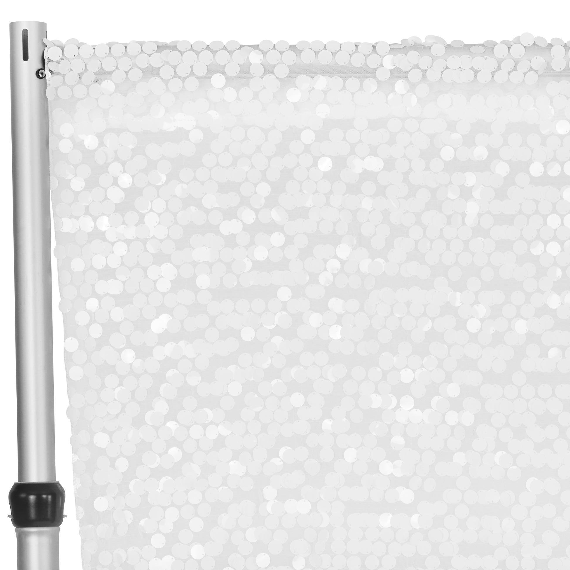 Large Payette Sequin 10ft H x 52" W Drape/Backdrop panel - White - CV Linens