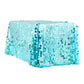 Leaf Payette Sequin Tablecloth 90"x156" Rectangular - Turquoise - CV Linens