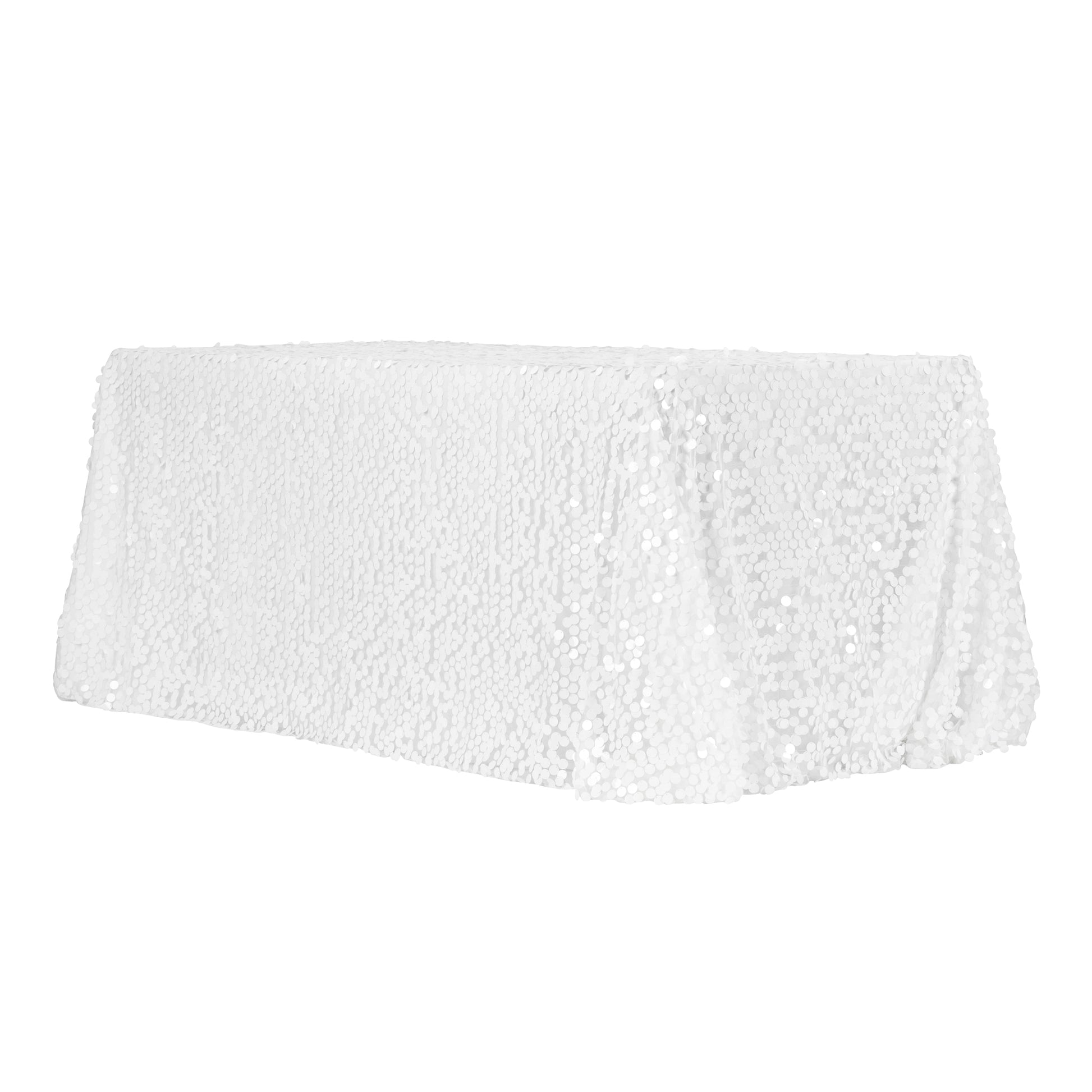 Large Payette Sequin Tablecloth 90"x156" Rectangular - White - CV Linens