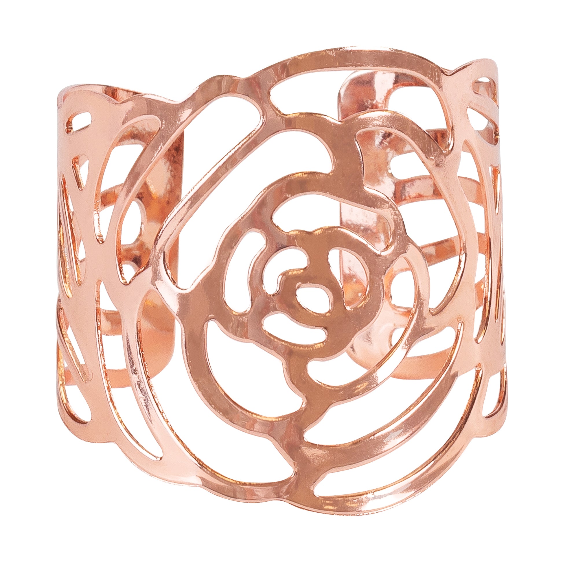 Laser Cut Rose Metal Napkin Ring - Blush/Rose Gold - CV Linens
