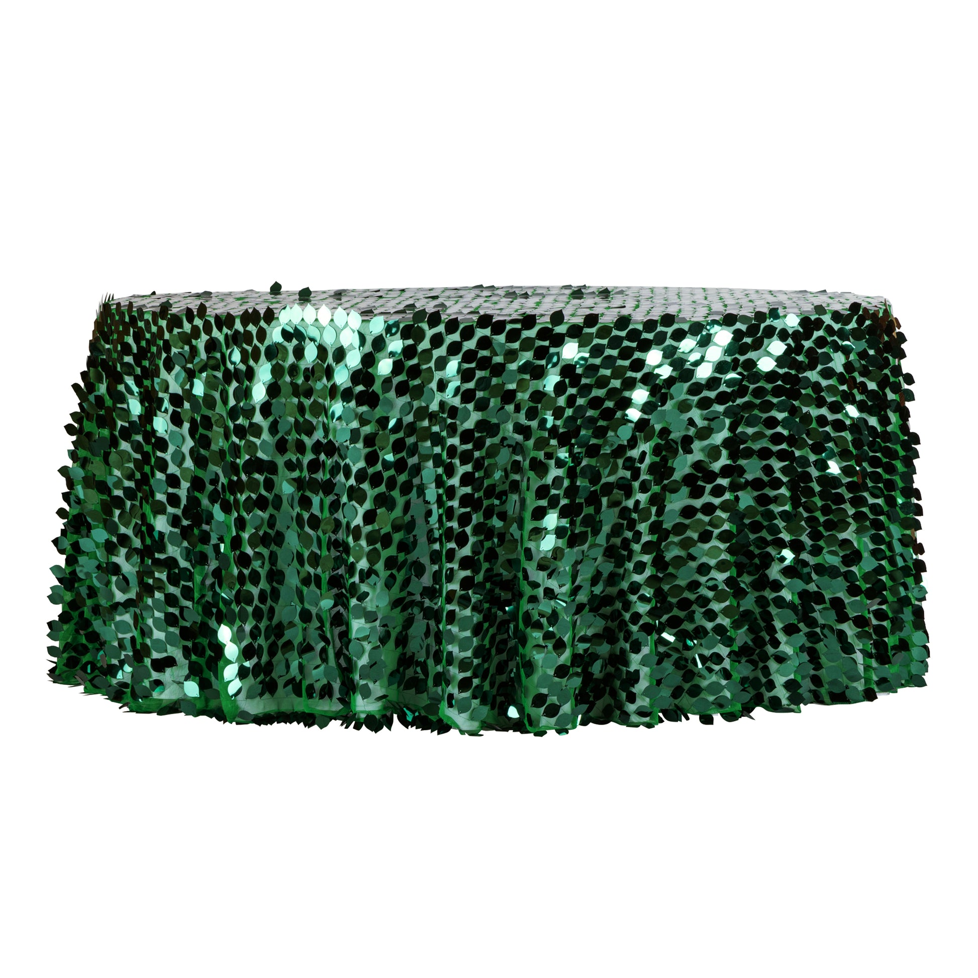 Leaf Payette Sequin Round 120" Tablecloth - Emerald Green - CV Linens