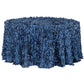 Leaf Petal Taffeta Round 120" Tablecloth - Navy Blue - CV Linens