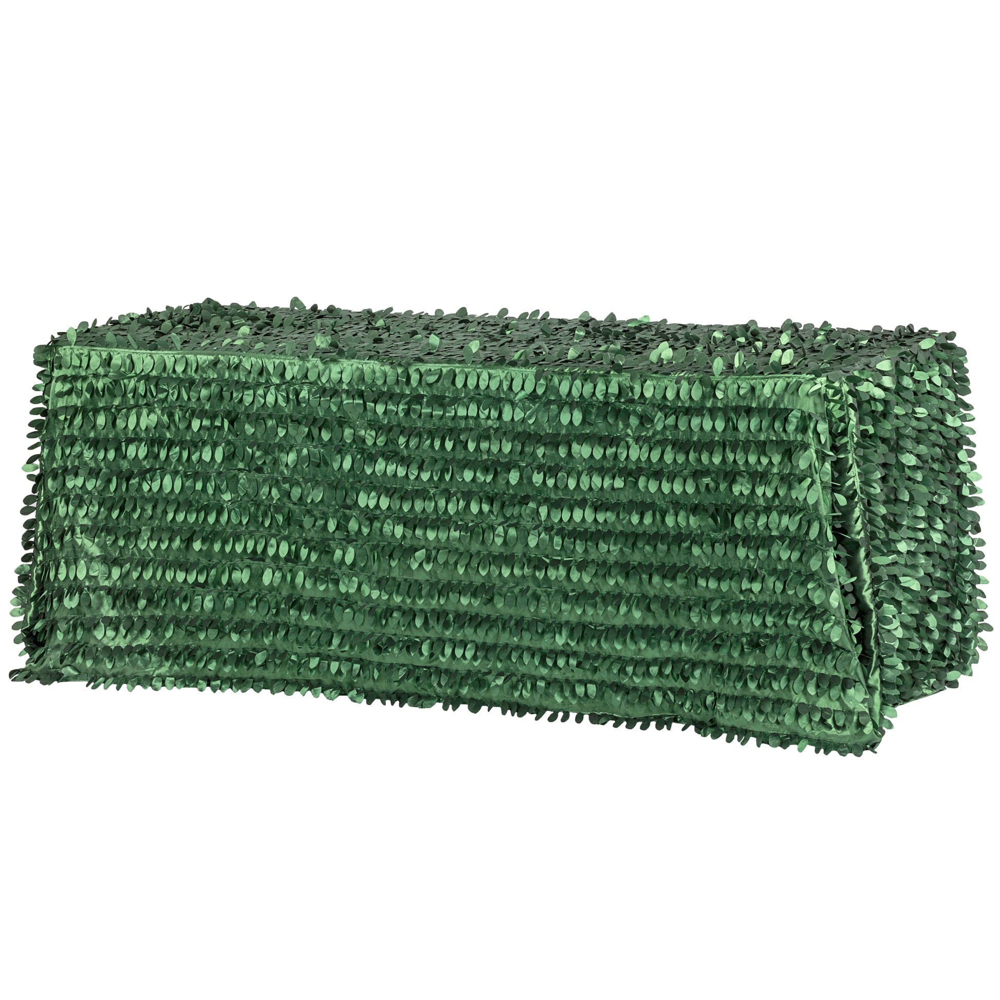 Leaf Petal Taffeta Tablecloth 90"x132" Rectangular - Emerald Green - CV Linens