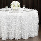 Leaf Petal Taffeta 132" Round Tablecloth - White | charger plate | wine goblet | 