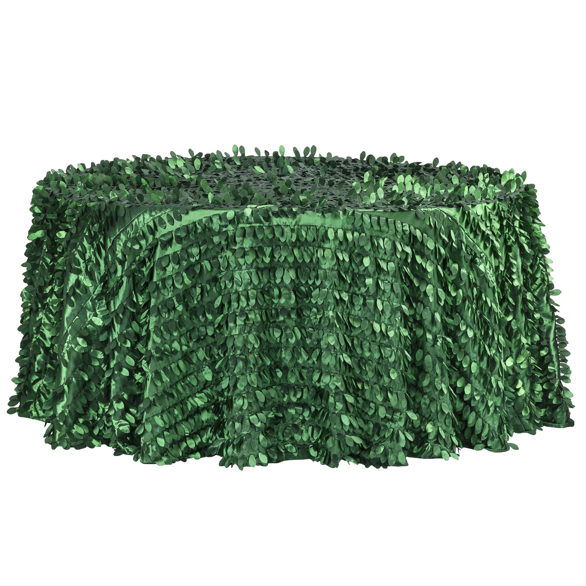 Leaf Petal Taffeta Round 120" Tablecloth - Emerald Green - CV Linens