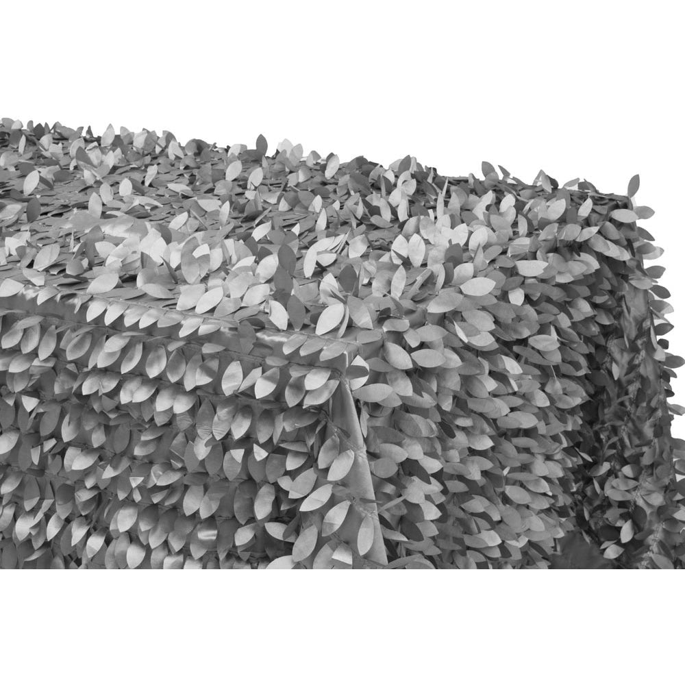 Leaf Petal Taffeta Tablecloth 90"x132" Rectangular - Silver - CV Linens