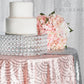 Mermaid Scale Sequin 120" Round Tablecloth - Blush/Rose Gold